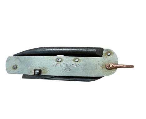 First World War clasp knife, marked M&amp;D Canada, 1915.