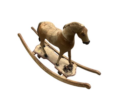 Antique pony skin rocking horse