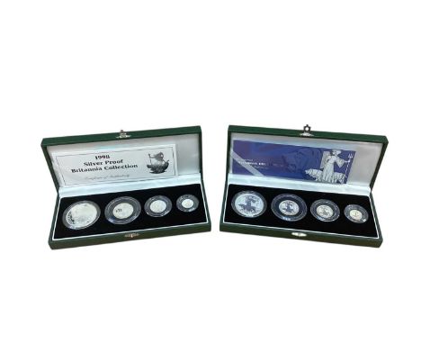 G.B. - Royal Mint four coin Britannia silver proof sets 1998 &amp; 2001 (N.B. Cased with Certificates of Authenticity) (2 coi