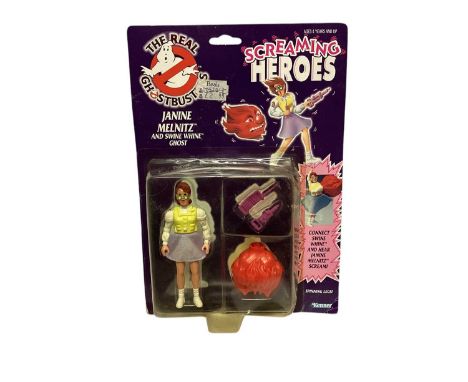 Kenner (c1986) The Real Ghostbusters Screaming Heroes Janine Melnitz and Swine Whine Ghost, plus Entertech Spitballs (Stay-Pu