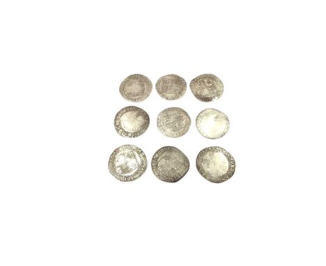 G.B. - James I silver hammered Shillings bust 2 m/m LIS 1604-05 x 9 (N.B. Mixed grades Fair-AF) (9 coins)