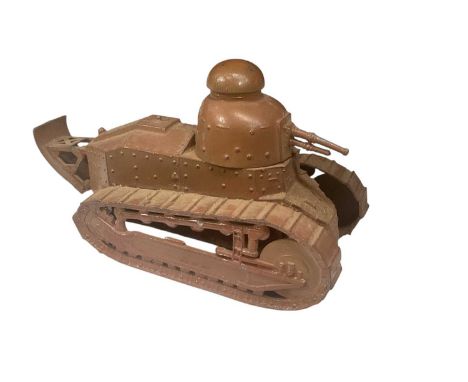 First World War diecast novelty inkwell in the form of a tank, marked Depose S.R, 13.5cm in overall length.