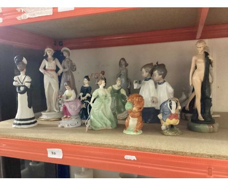 Group of porcelain figures including Lladro, Nao Royal Doulton and Beswick etc