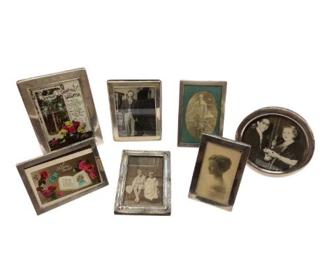 Seven antique and later silver photograph frames, various sizes