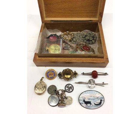 Norwegian silver and enamel brooch, other brooches, Victorian seal/fob and sundry costume jewellery