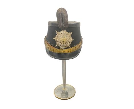 Imperial German Garde Jäger Battalion Officers Shako with black felt and leather body, silvered and enamelled Garde star badg