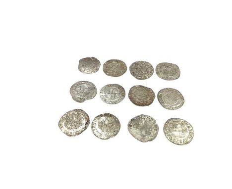 G.B. - Charles I silver hammered coins, Shillings m/m tun 1636-38 bust 4 x 12 (N.B. Mixed grades Fair-GF) (12 coins)