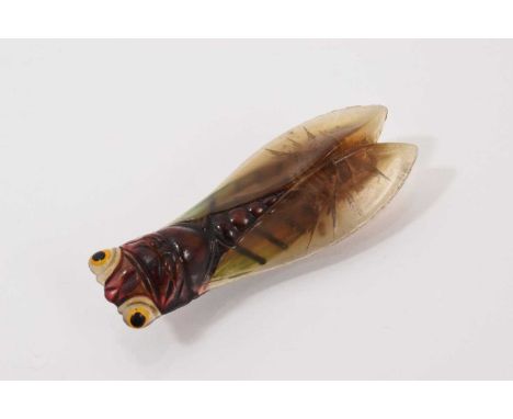 Art Nouveau French Bakelite-Lucite cicada insect brooch, 5.5cm