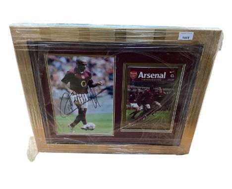 Thierry Henry signed photograph and Arsenal FC program in a presentation glazed frame with certificate of authenticity, toget