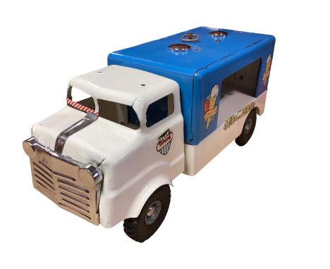 Triang large scale tin plate Ice Cream van, boxed (poor) (1)