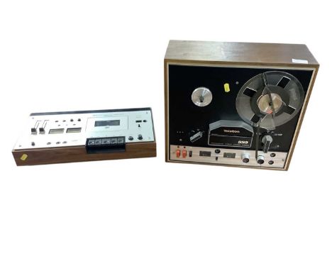 Akai stereo cassette deck GXC- 39D together with a Teleton reel to reel professional 3-Head 3-Speed Stereo