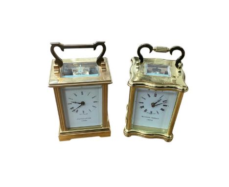 Mappin &amp; Webb brass carriage clock with English movement and a Matthew Norman brass carriage clock (2)