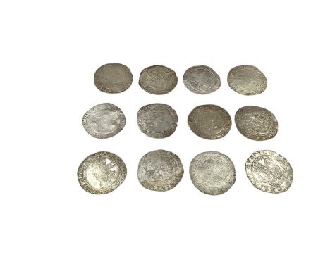 G.B. - Charles I silver hammered coins, Shillings m/m portcullis 1633-34 bust 4 x 12 (N.B. Mixed grades Fair-AVF) (12 coins)