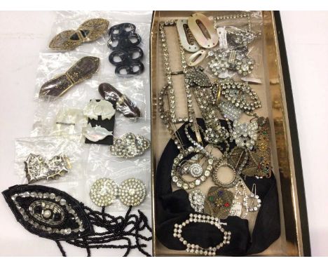 Collection of vintage paste set buckles etc