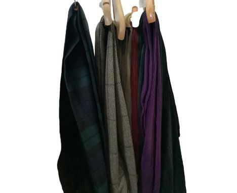 Selection of men's winter trousers including two pairs of tartan trousers, corduroy in various colours and tweed by Hucklecot