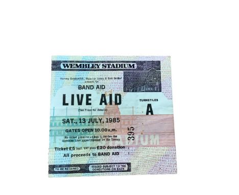 Original Live Aid Wembley 1985 ticket