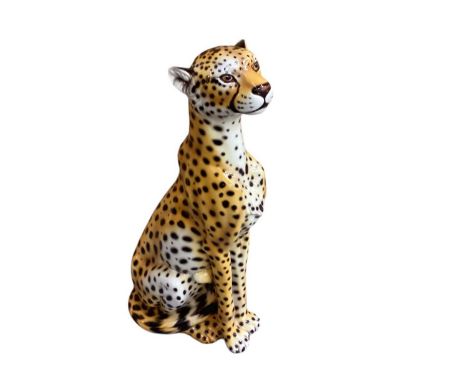 Large ceramic model of a seated leopard, 87cm highAppears to be in very good condition with no chips or cracks