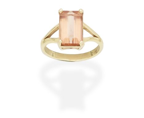 TOPAZ RINGSet with a step-cut orange topaz, ring size approx. Q1⁄2For further information on this lot please visit Bonhams.co
