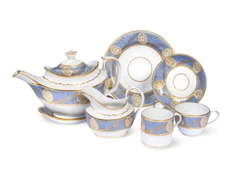 A Coalport Anstice, Horton and Rose tea and coffee service, circa 1805, decorated with gilt paterae and acanthus leaves on a 
