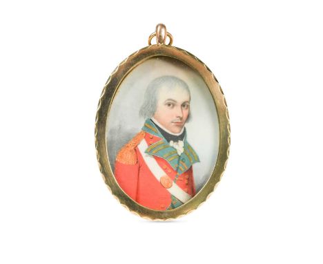Frederick Buck (1771-1840) Portrait miniature of Captain Valentine Lawford of the Devon and Cornwall Fencibles, c. 1798inscri
