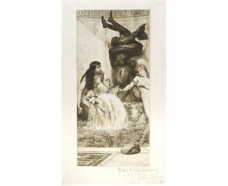 Paul Rajon (1843-1888) after Sir Lawrence Alma-Tadema 'The Bath'inscribed by Alma-Tadema to margin in pencil 'For Mr Rudolph 