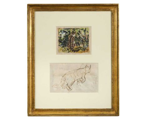 § Charles Frederick Tunnicliffe OBE RA (1901-1979) Two studies of cats, framed as onethe first ink, watercolour and gouache, 