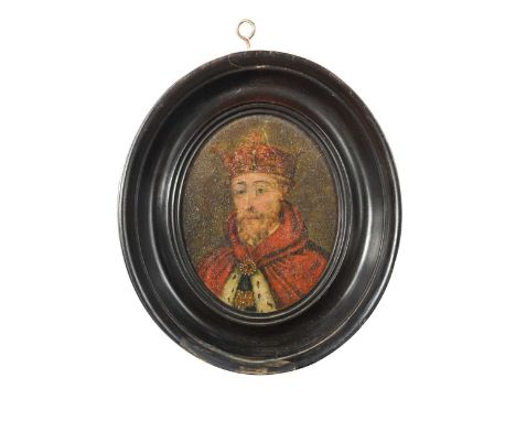 English School, 17th century Portrait miniature of John of Gaunt, Duke of Lancaster (1340-1399)identified to the reverse with