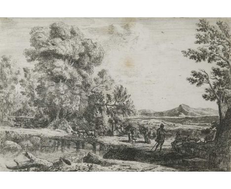 Claude Gellée, called Claude Lorrain (c. 1600-1682)  Le Pont de Bois etching 12.5 x 19cm  Provenance:  Collection of Mrs Suss