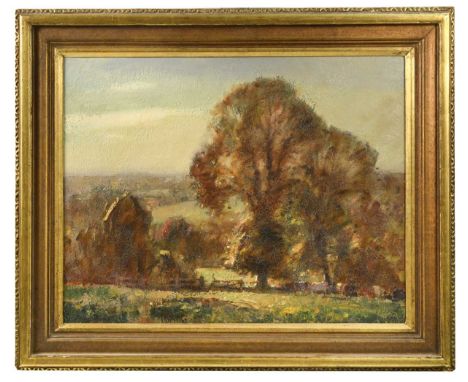 § Edward Seago RWS RBA (1910-1974)  'A Berkshire Vale' signed lower left titled on typed label verso oil on canvas 41 x 51cm 