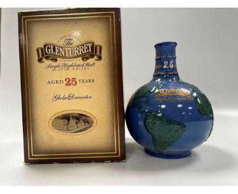 The Glenturret Single Highland Malt Globe Decanter by Wade,  aged 25 years, boxed