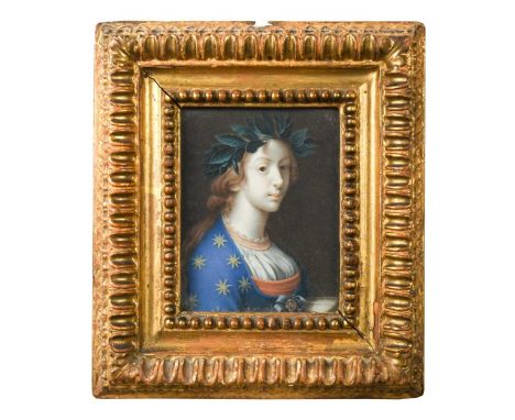After Carlo Dolci 'Poesia'watercolour on ivory11 x 9cmProvenance:The reverse of the frame with label bearing coat of arms of 