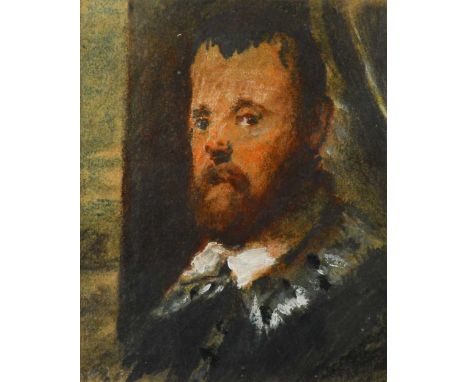 Attributed to Hercules Brabazon Brabazon NEAC (1821-1906) Portrait of a Renaissance man, probably after Tintorettomixed media