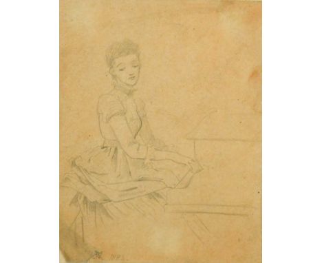 Marion Margaret Violet Manners, Duchess of Rutland (1856-1937) Portrait of a lady playing the piano; Portrait of a girlthe fi