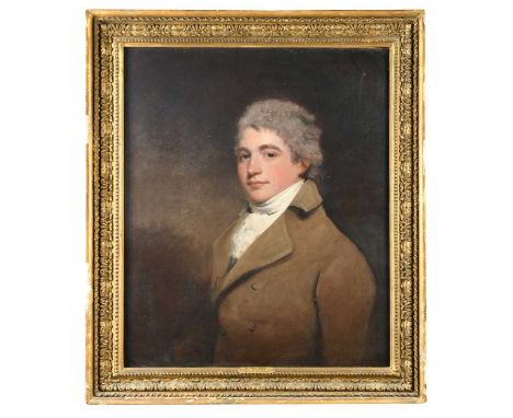 John Hoppner RA (1758-1810)  Portrait of Sir John Morris, 2nd Bt. (1775-1855), when a young man, half length, in light brown 