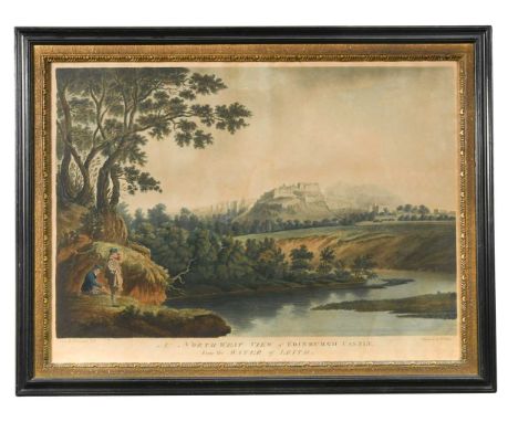Francis Jukes (1745-1812) after Joseph Farington North West view of Edinburgh Castle from the Water of Leith handcoloured aqu