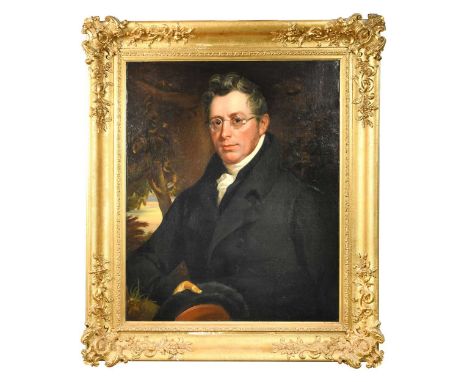 Circle of Ramsay Richard Reinagle RA (1775-1862) Portrait of William Heath Jary (1794-1842) before a landscapeoil on canvas75