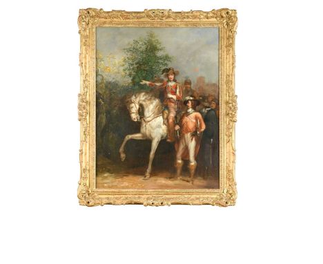 Circle of Charles Robert Leslie RA (1794-1859) Charles I on horseback, possibly after the battle of Nasebyoil on canvas75 x 5