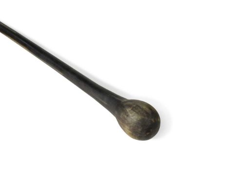 A Fine Rhinoceros horn Zulu knobkerrie, 60cm long, 525g overall525 grams, some light surface scratching, but in overall good 