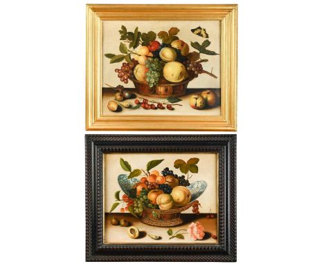 Manner of Caravaggio A pair of still lifes of fruit in wicker baskets, in the 17th century styleoil on canvas, each in a diff