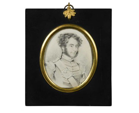 English School, 19th century Portrait miniature of an officer of the 21st Royal North British Fusiliers, c. 1825pencil on pap