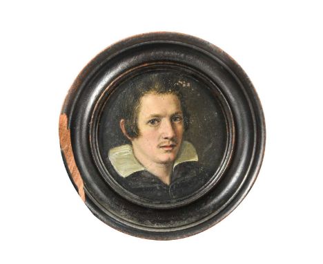 Circle of Lavinia Fontana (1552-1614) Portrait miniature of a young gentlemanoil on copper, circular7cm diam.Provenance: Heyd