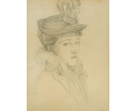 Marion Margaret Violet Manners, Duchess of Rutland (1856-1937) Portrait of a lady in a hat, thought to be Mrs E Bourkesigned 