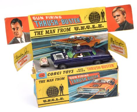 Corgi Toys The Man From U.N.C.L.E. Gun Firing Thrush Buster (497). Example in metallic blue with plastic wing lights. Action 