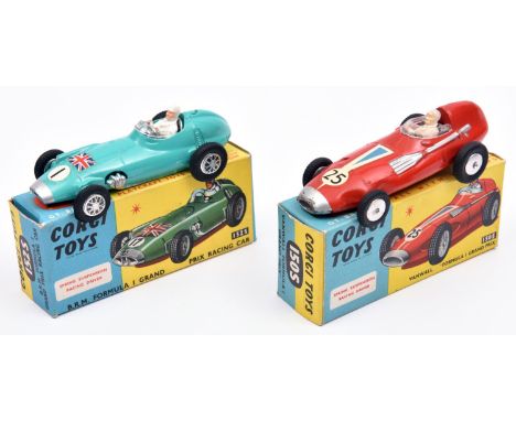 2 Corgi Toys racing cars. Vanwall Formula 1 Grand Prix (150S). In red with RN25, 'Vanwall' to one side and silver front. Plus