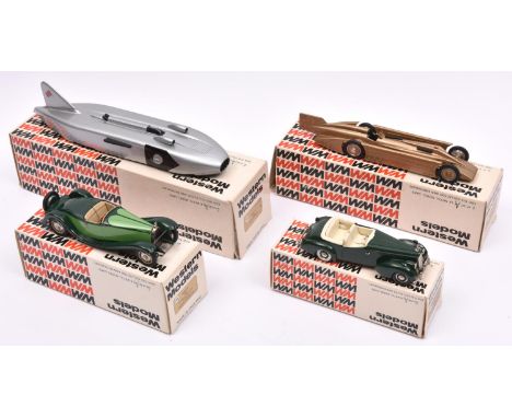 4 Western Models white metal vehicles. WMS29 Bugatti Royale Type 41 Esders Roadster. WMS31X 1940 Packard Darrin. WMS 30 Thund