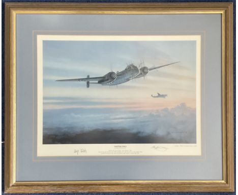 WW2 2 Signed Mark Postlethwaite Colour Print Titled Hunting Owls 106 of 500 Housed in a Presentation Frame. Signed by The Art