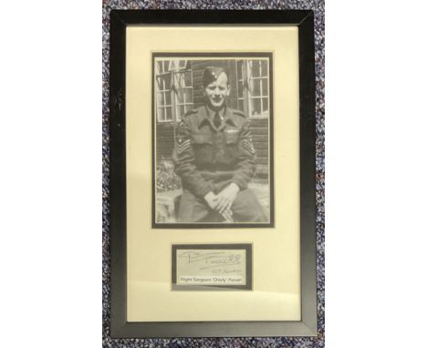 Rare WW2 Flt Sgt Chiefy Powell (617 Sqdn) Signed Signature Piece, With Photo, Mounted Professionally and Framed to an overall