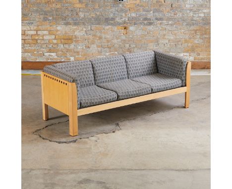 Metropolitan Furniture Company, San Francisco, CA, United States. One contemporary Postmodern wood frame three-cushion sofa, 