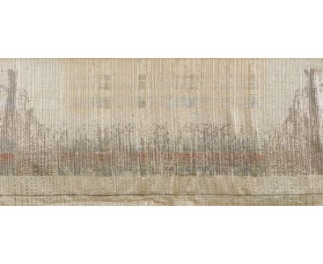Gerhardt Knodel (American, b. 1940). Large fabric tapestry from the "Schoenbrun Suite," depicting an abstract weaving in eart