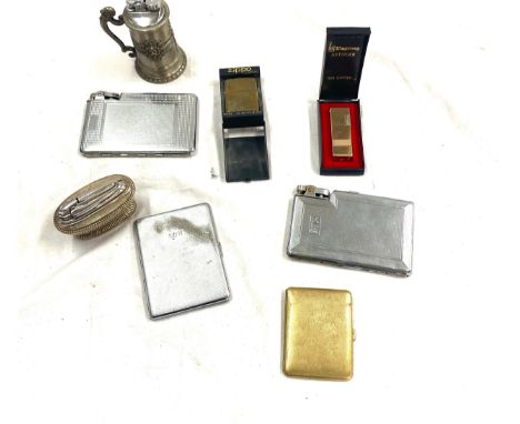 Selection of vintage and later lighters and cigarette cases, to include Zippo 
